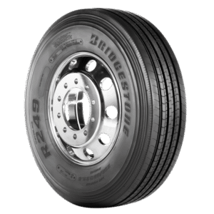 Neumático Bridgestone R249Bz para camiones, diseño regional para eje direccional, alto kilometraje y rendimiento en carretera.